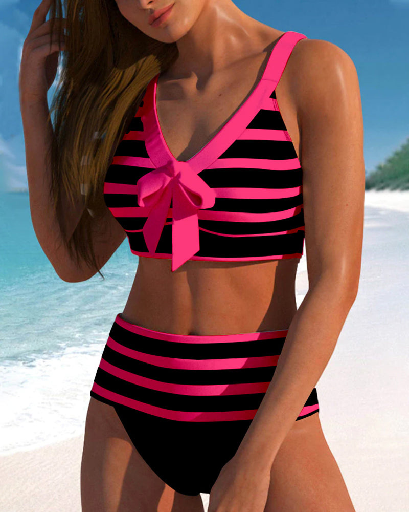 Martina | High-Waisted Striped Bikini