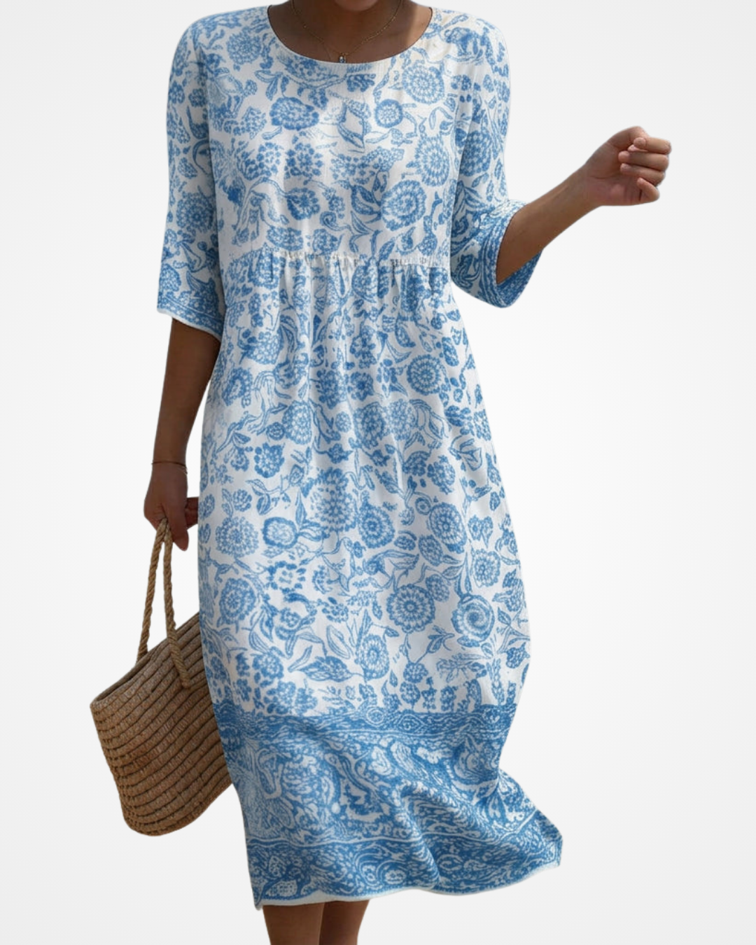 Refilwe | Maxi Dress with Round Neckline and Embroidery