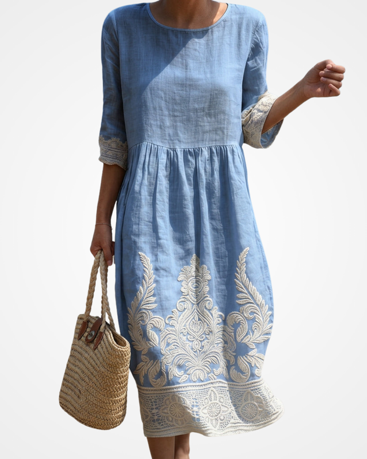 Zanele | Dress with Plant and Flower Embroidery