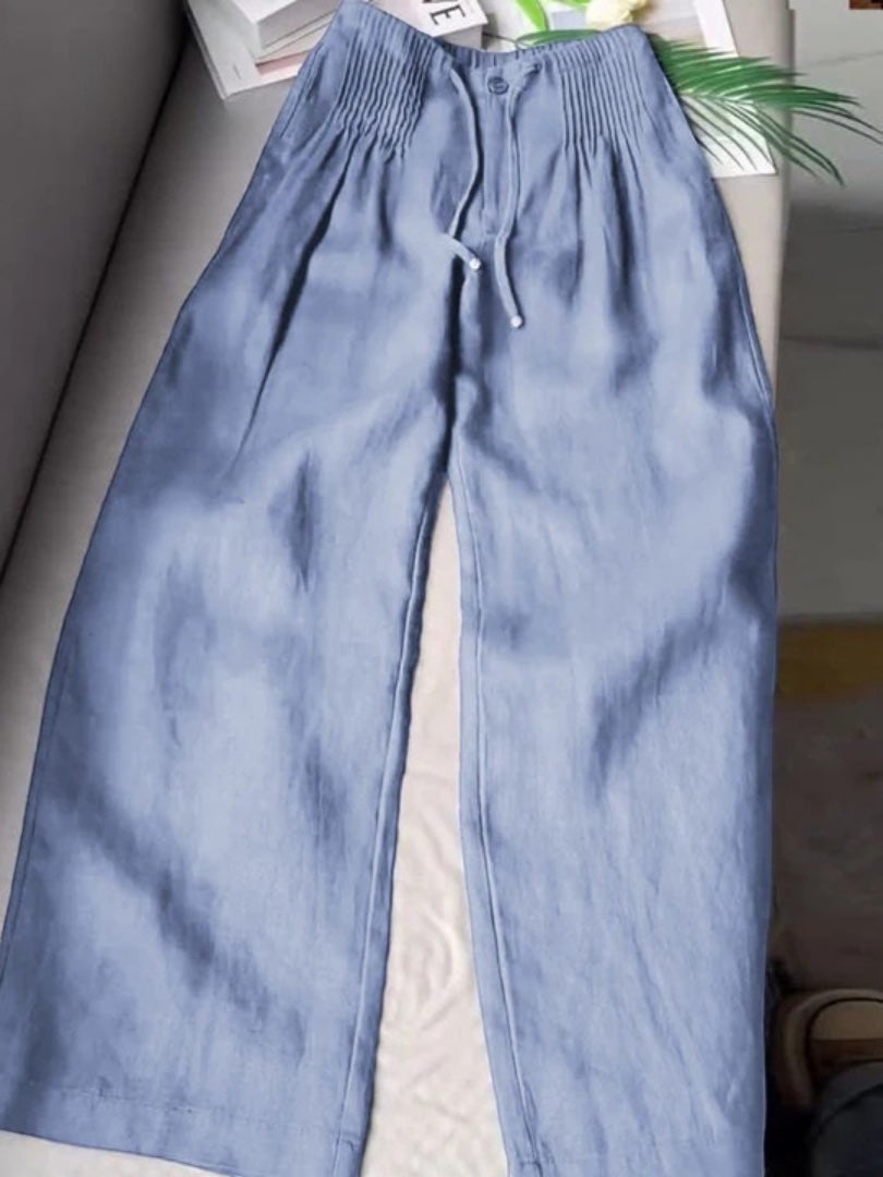 Camille | Wide-Leg Cotton-Linen Pants