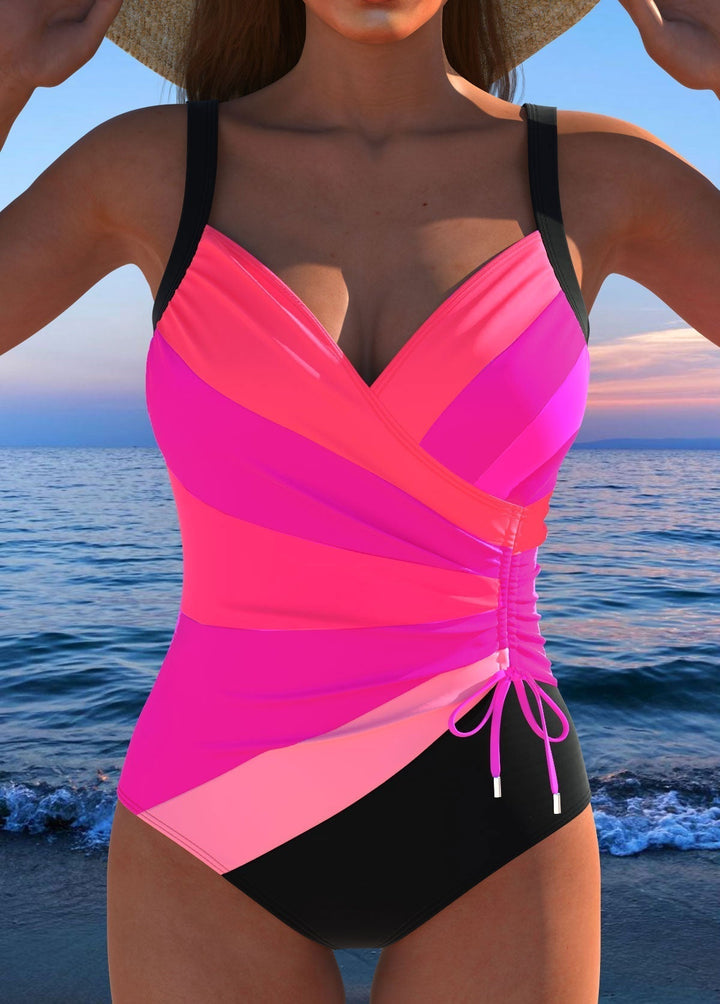 Mercedes | Luxurious swimsuit with crossover neckline and multicolor print