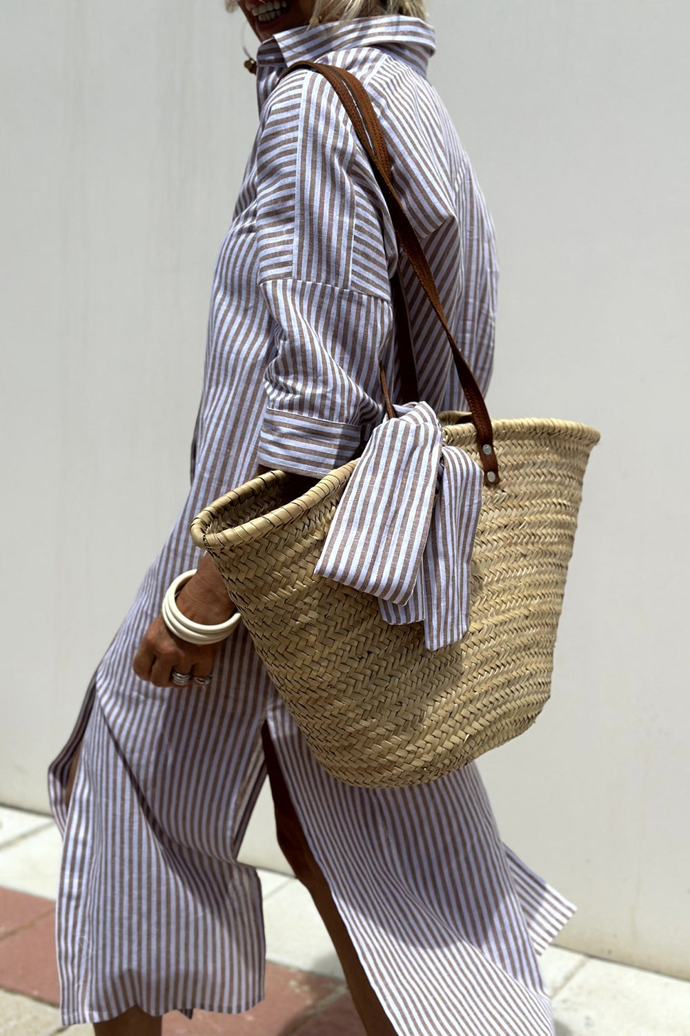 Yolanda | Classic Striped Maxi Shirt Dress