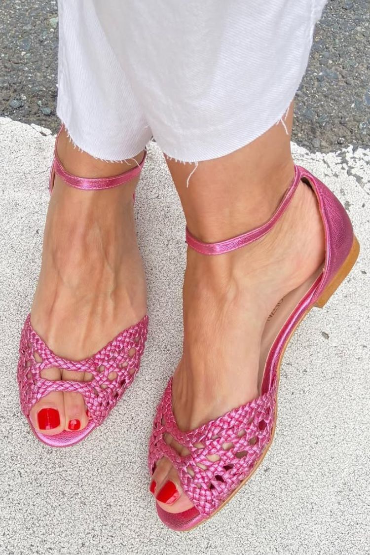 Palesa | Golden Woven Flat Sandals