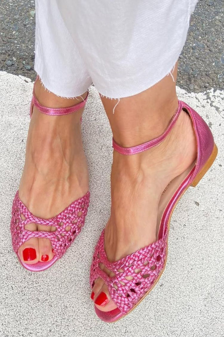 Palesa | Golden Woven Flat Sandals