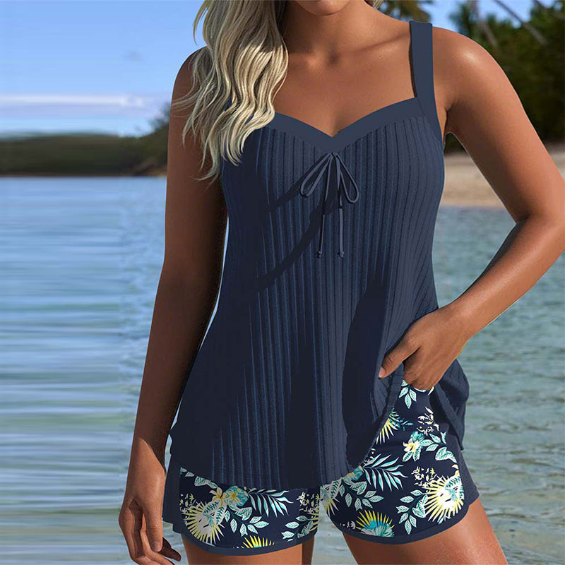Rocío | Striped Tankini with Two-Piece Briefs