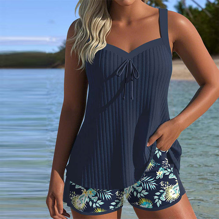 Rocío | Striped Tankini with Two-Piece Briefs