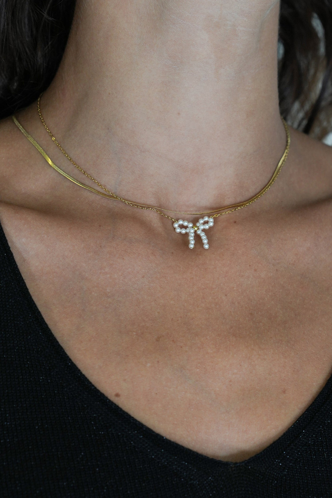 Pearl Bow Necklace