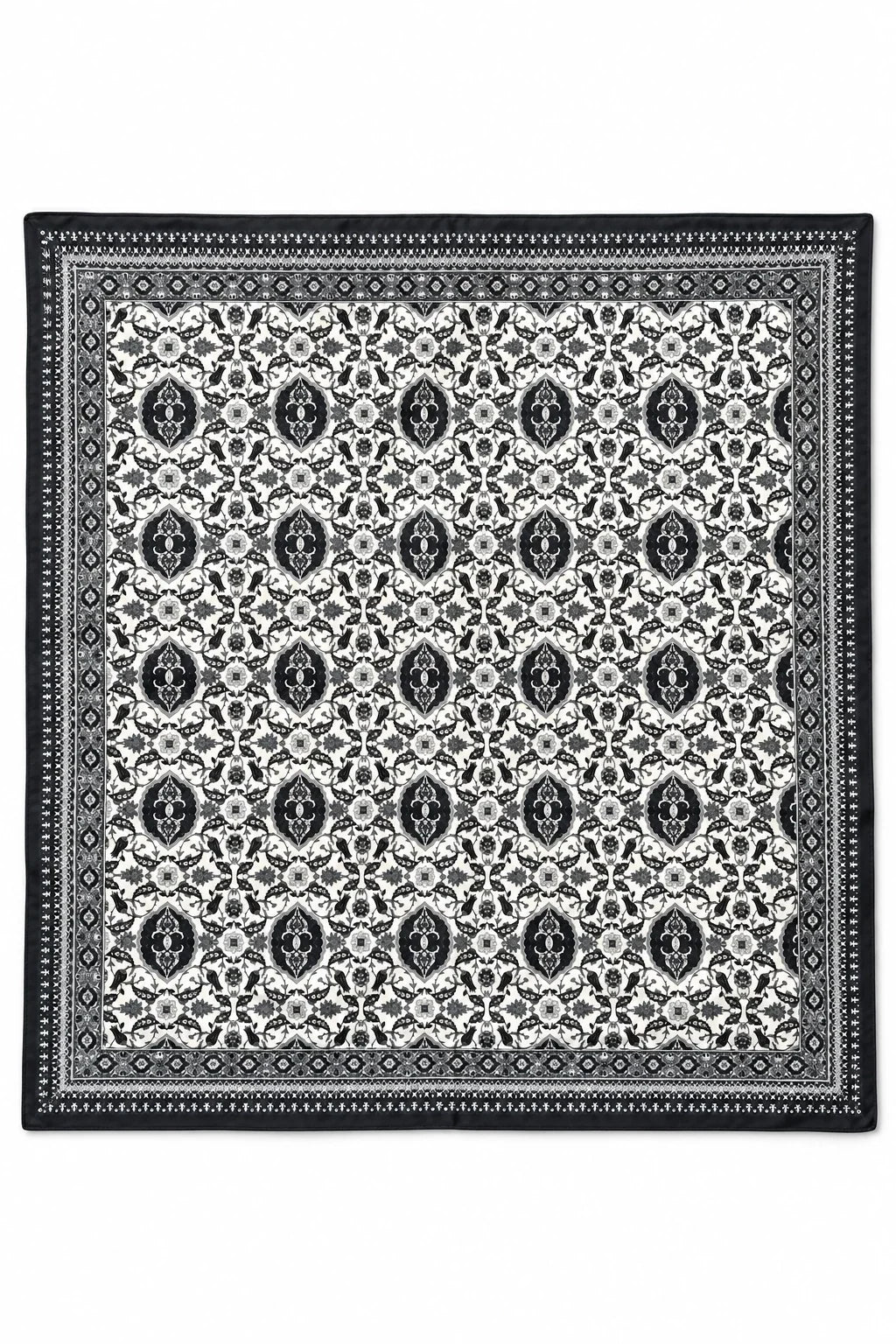 Black and White Paisley Silk Scarf