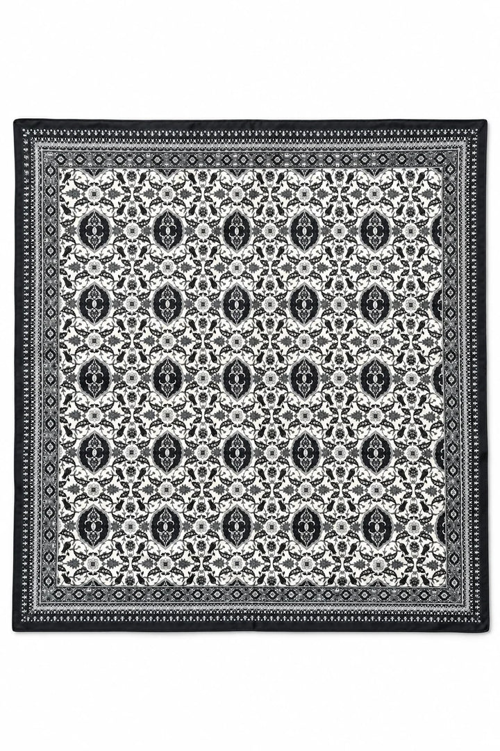 Black and White Paisley Silk Scarf