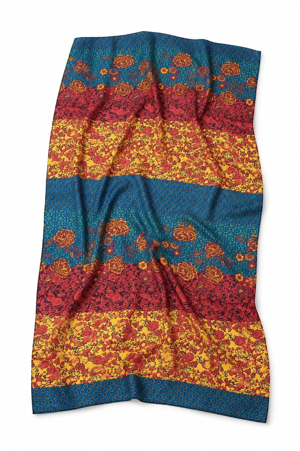 Blossom and Teal Silk Scarf