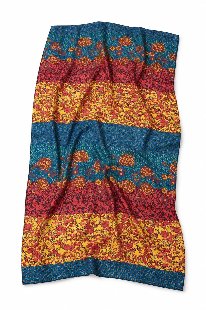 Blossom and Teal Silk Scarf