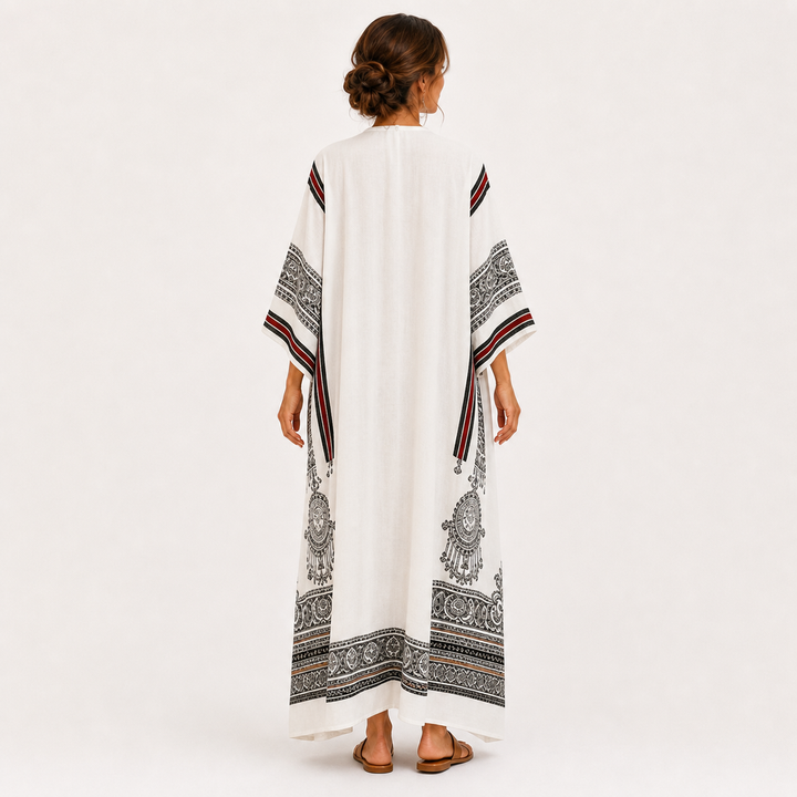 Clara White Ethnic Caftan
