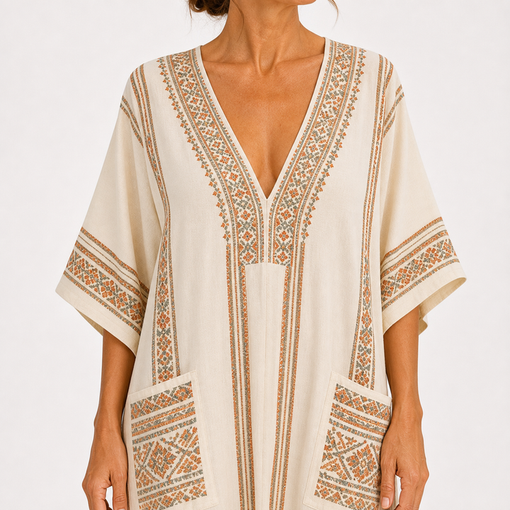 Dalia Ethnic Beige Caftan