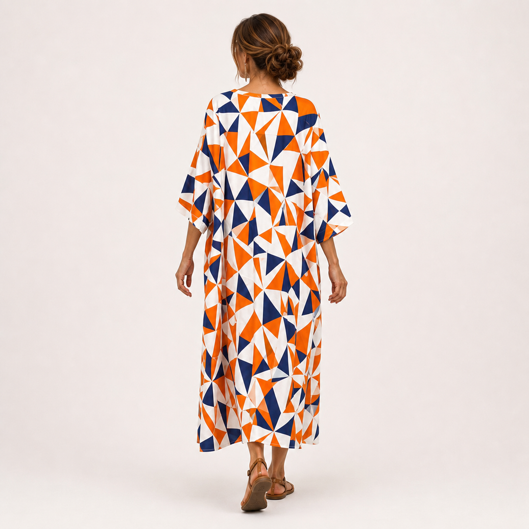Layla Caftan Orange Geometric