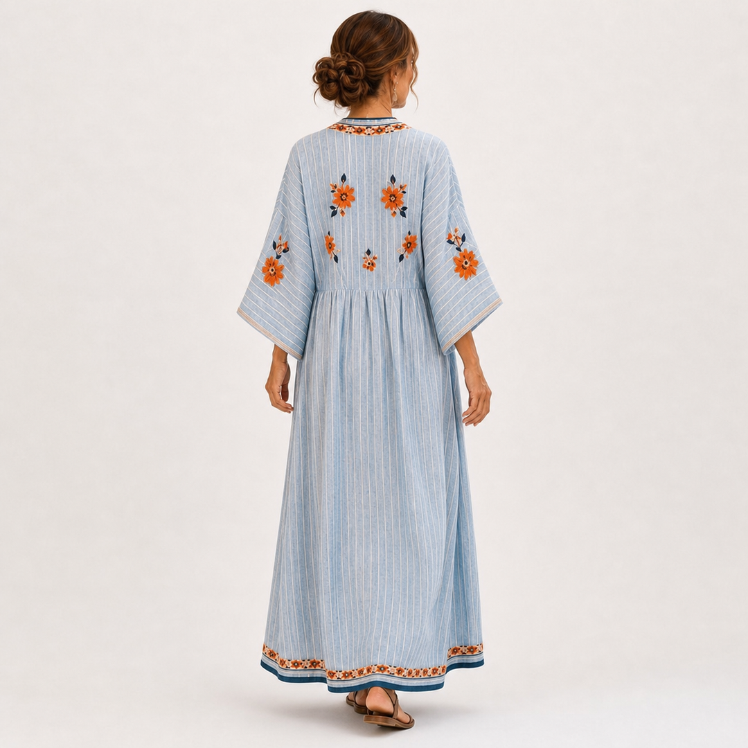Embroidered Blue Marina Caftan