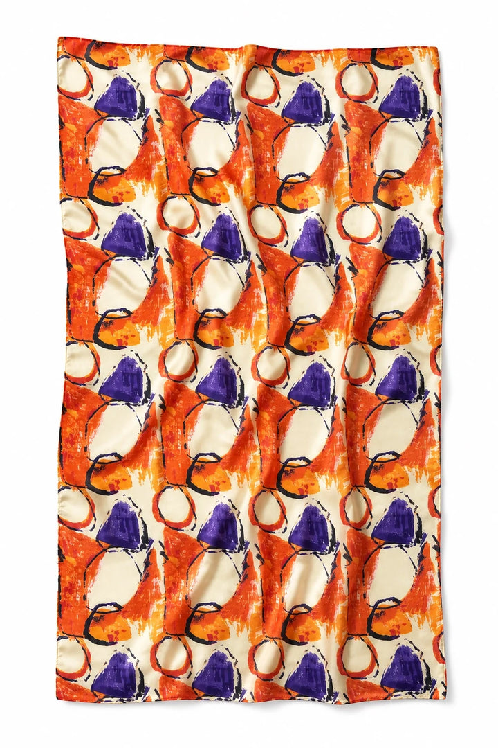 Orange and Purple Abstract Silk Scarf