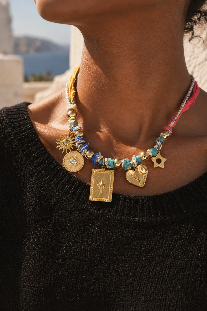 Colourful Ribbon Charm Necklace