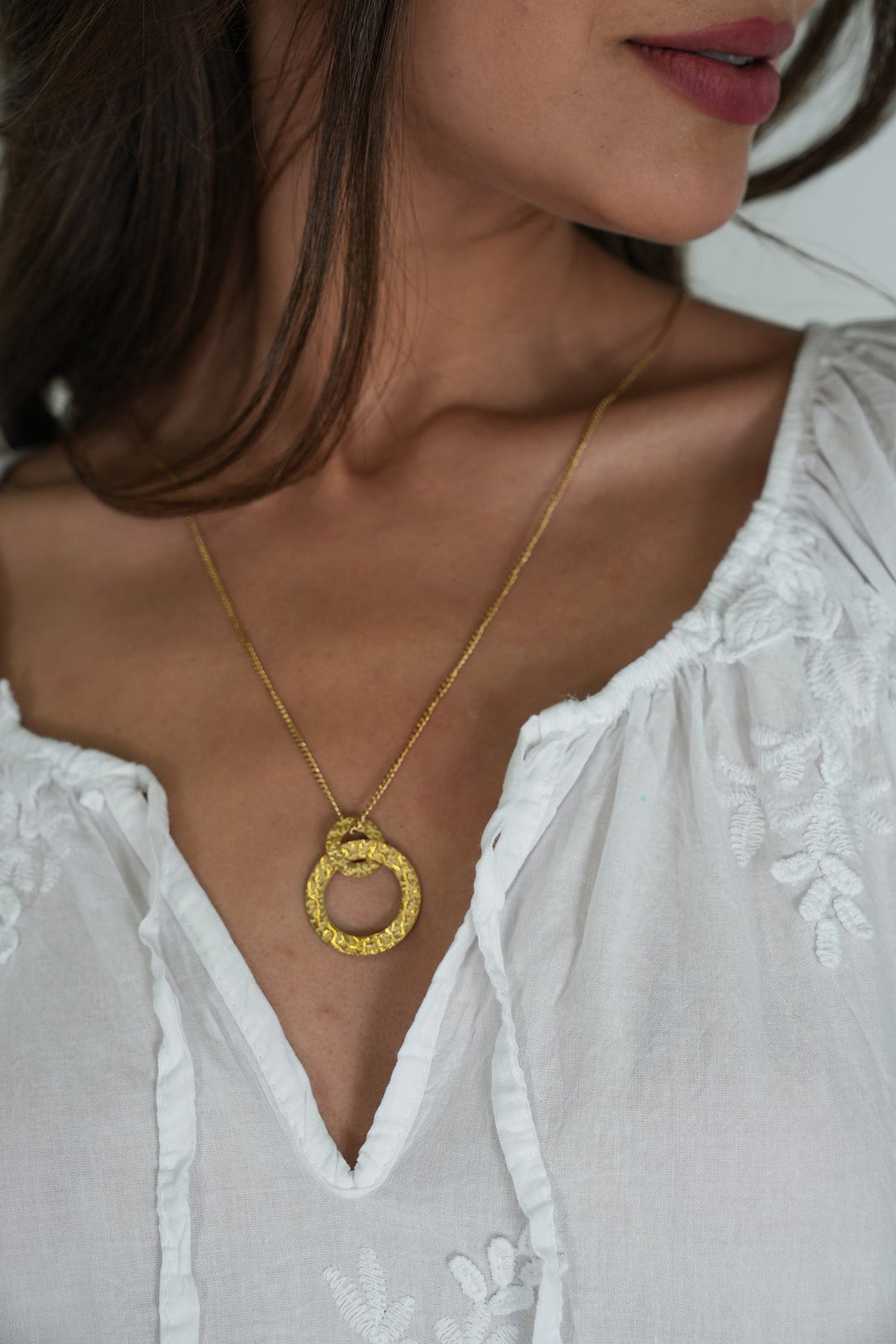Gold Double Circle Necklace