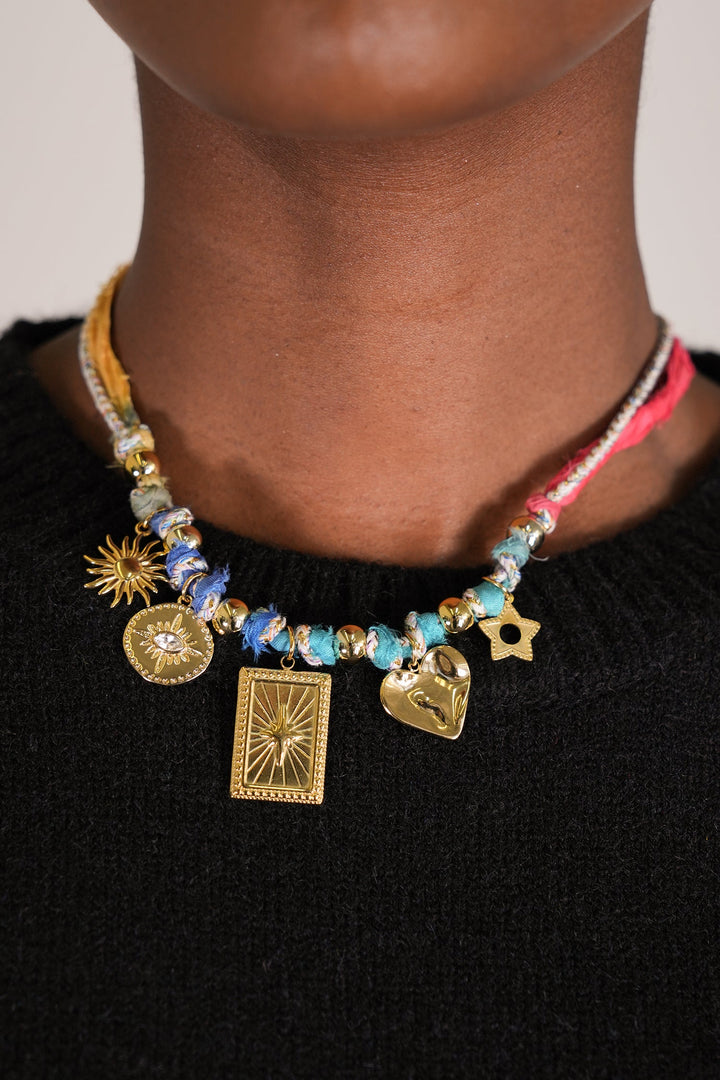 Colourful Ribbon Charm Necklace