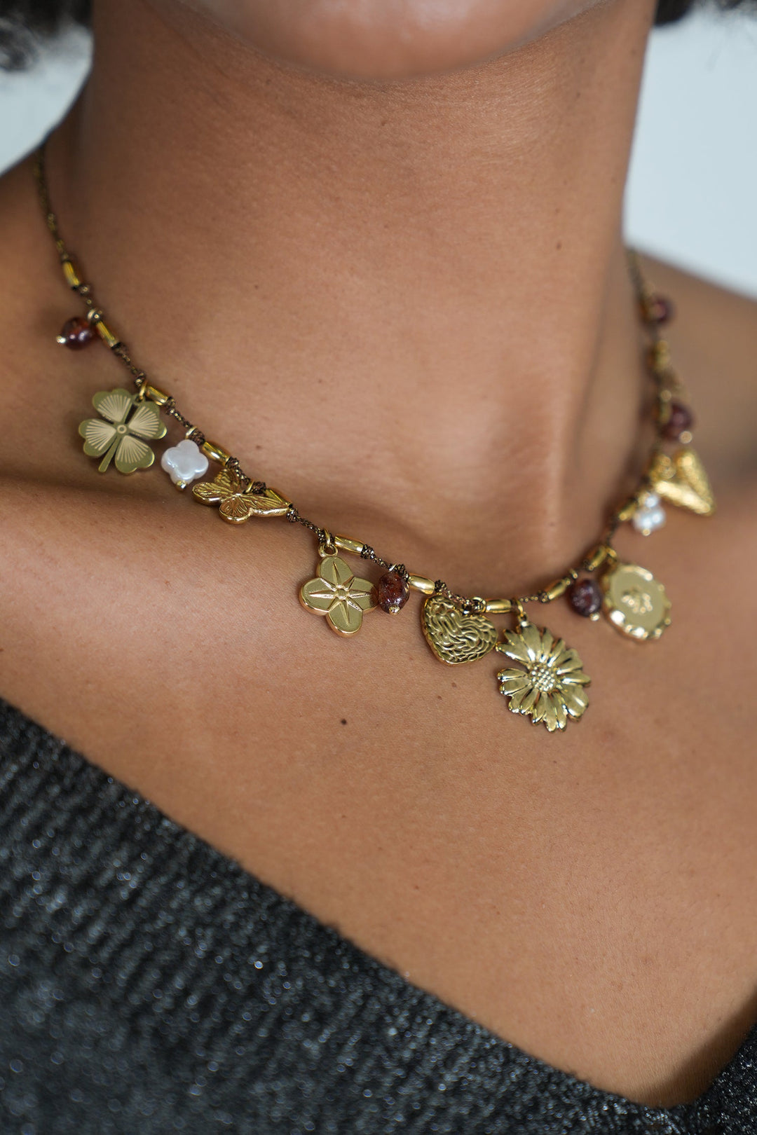 Rust Daisy Charm Necklace