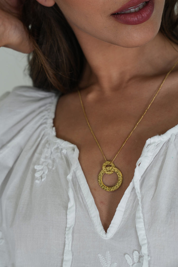 Gold Double Circle Necklace