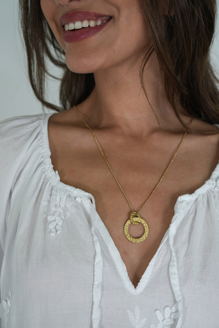 Gold Double Circle Necklace