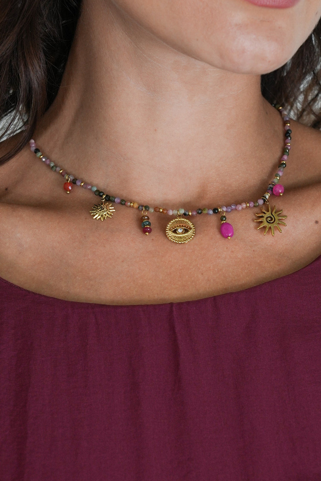 Pink Evil Eye Necklace