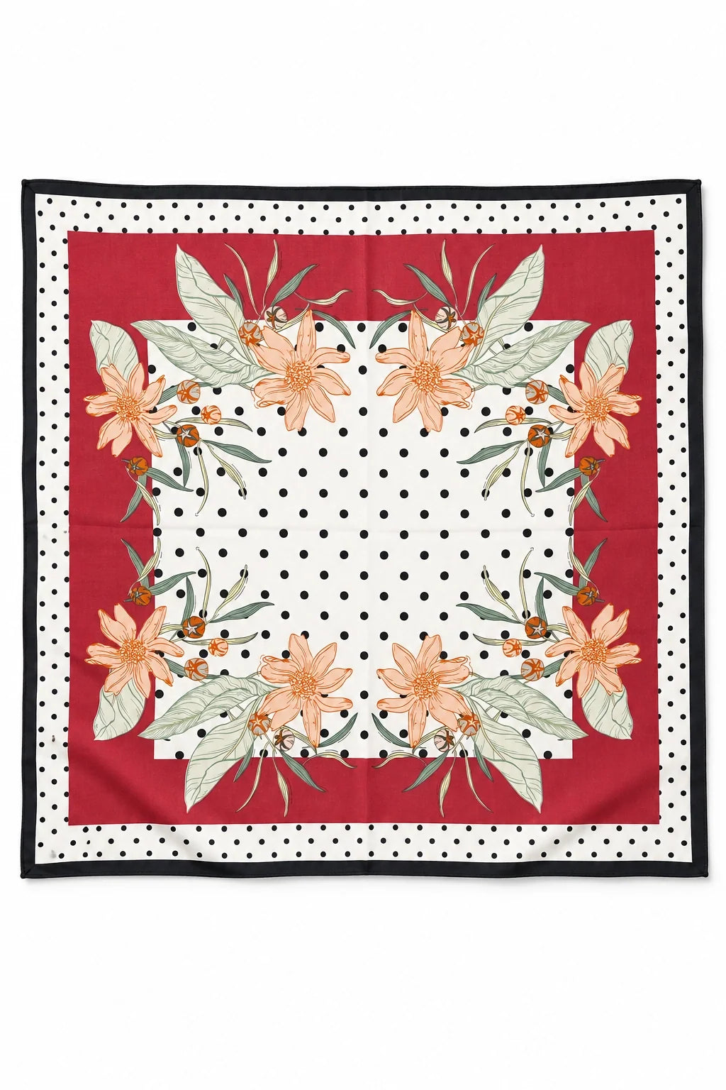 Polka Dot and Floral Silk Scarf