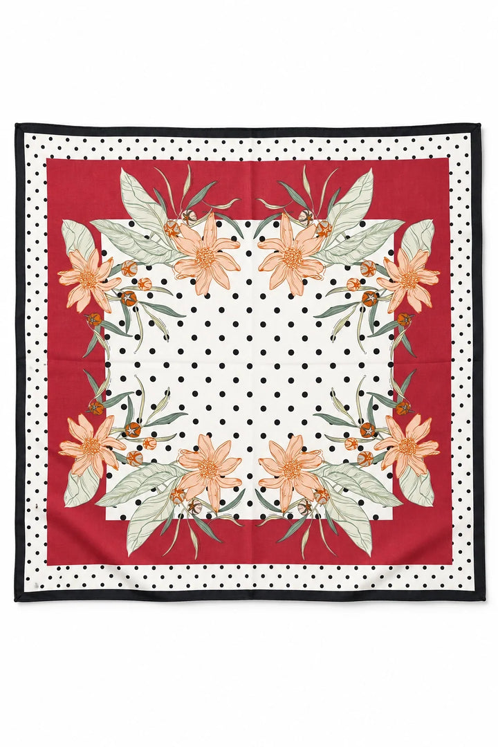 Polka Dot and Floral Silk Scarf