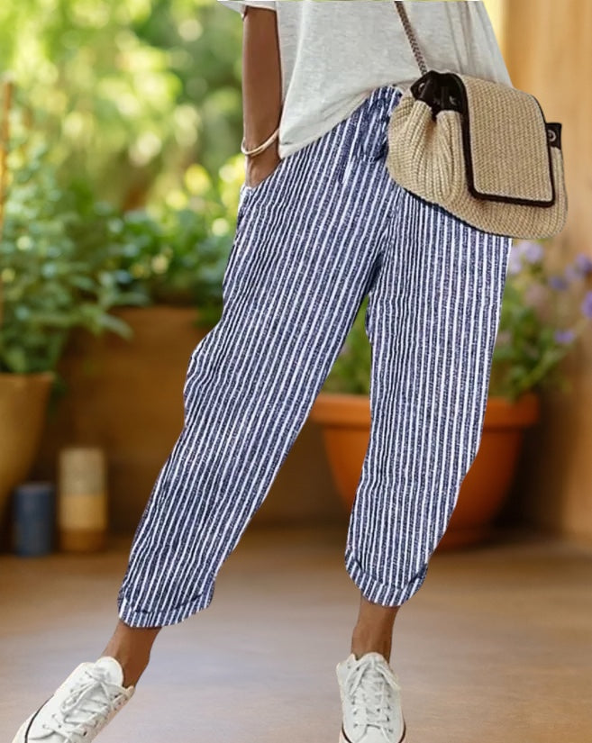 Kyoto | Striped Pants with Drawstring