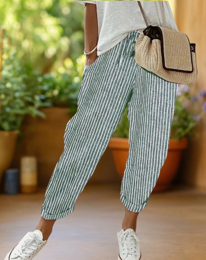 Kyoto | Striped Pants with Drawstring