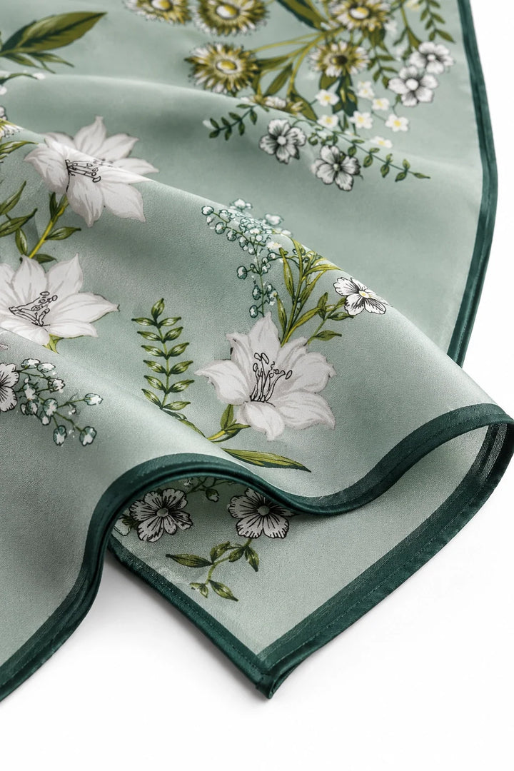 Sage Floral Silk Scarf
