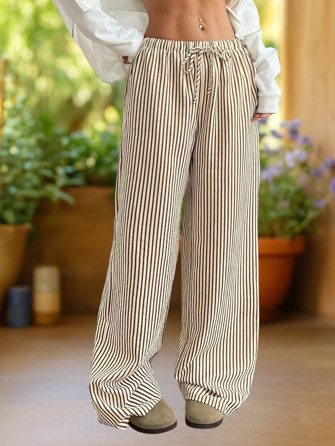 Riviera | Floor-Length Striped Pants