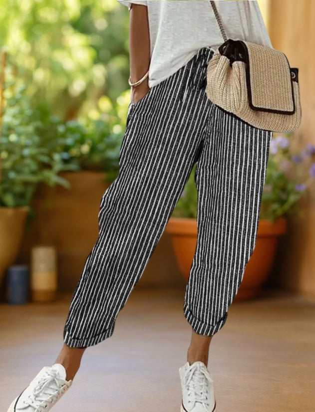 Kyoto | Striped Pants with Drawstring