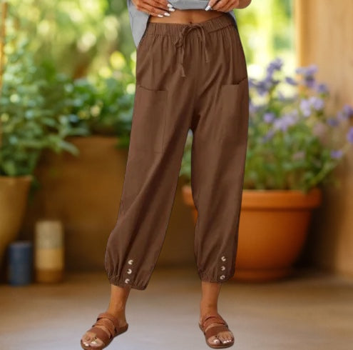 Aurelia | Cropped Wide-Leg Linen Pants