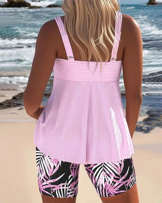 Daphne | Shiny Ribbed Tankini Shorts