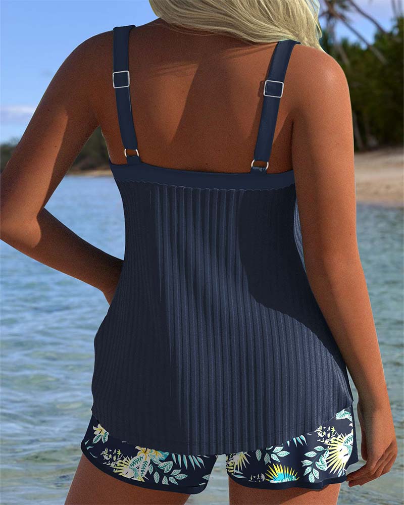 Rocío | Striped Tankini with Two-Piece Briefs