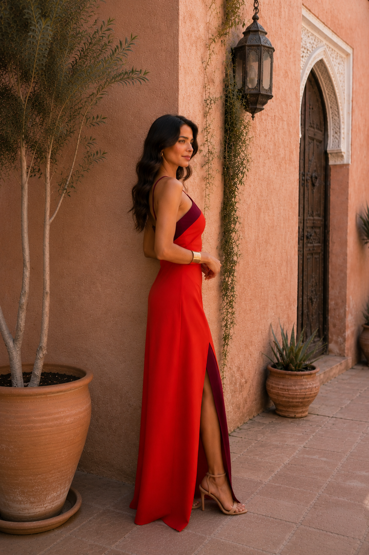Simone | Long halter dress with slit