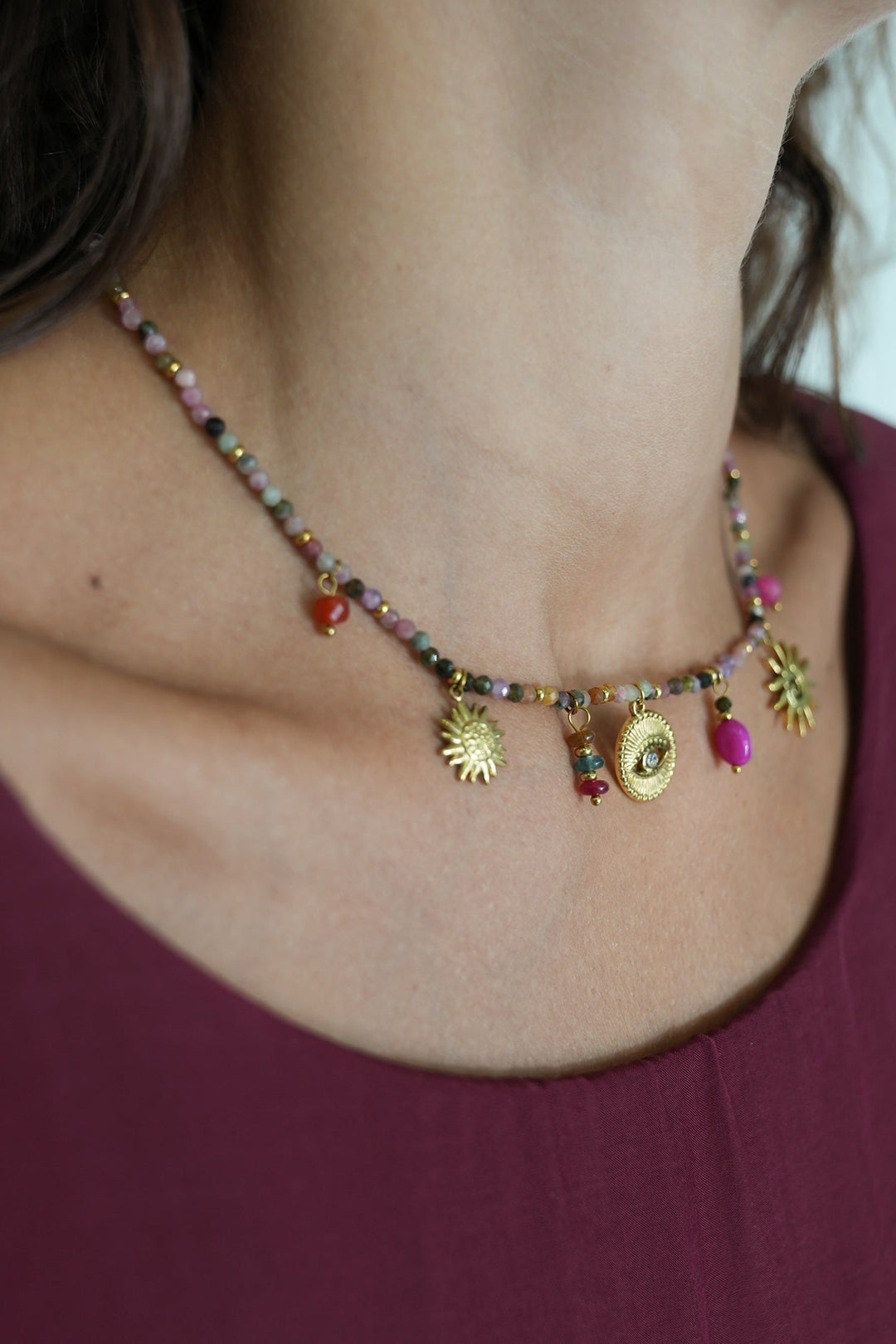 Pink Evil Eye Necklace