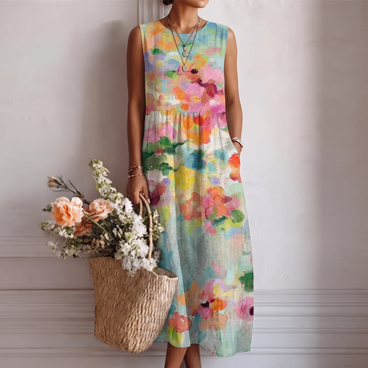 Yolanda | Elegant Multicolor Midi Dress